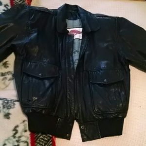 Vintage B52 black leather bomber jacket